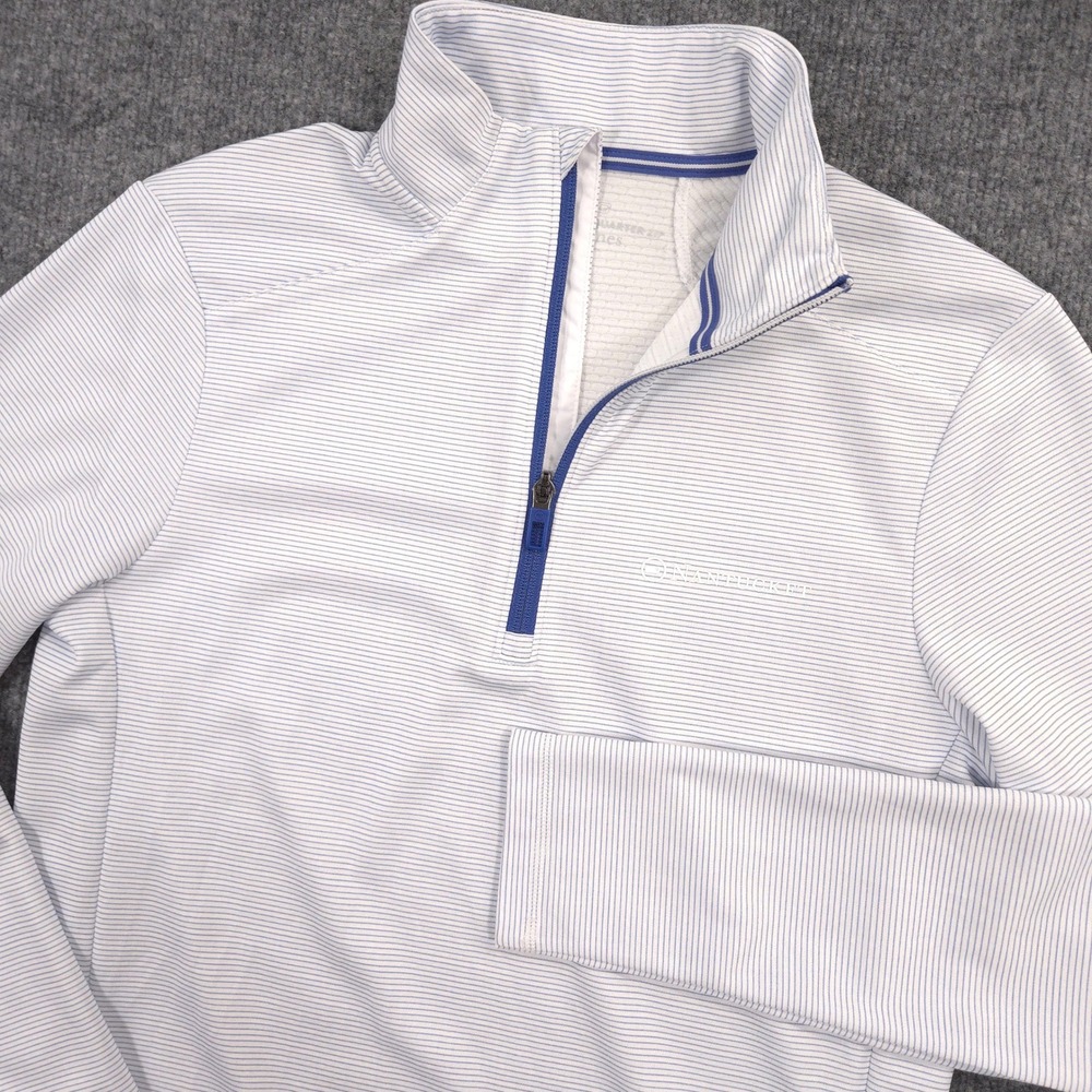 Vineyard Vines On The Go Sankaty 1/4 Zip Mens XS Blue Striped Nantucket Pullover